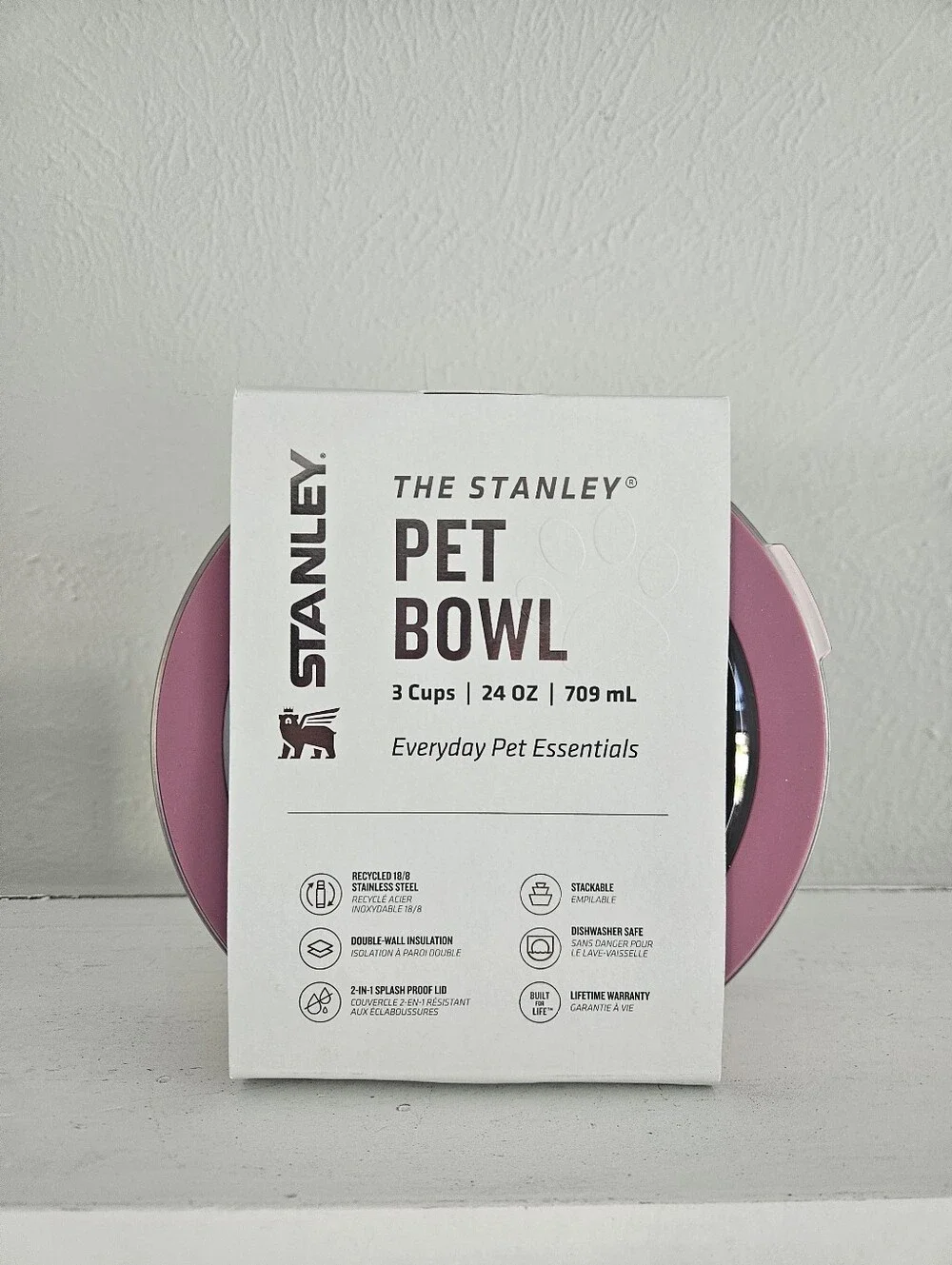 NWT Target Exclusive Stanley 24 Ounce Pet Bowl With Lid- Western Pink